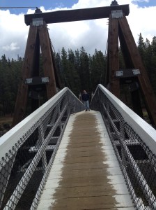 Greg on suspension bridge at Miles Canyon